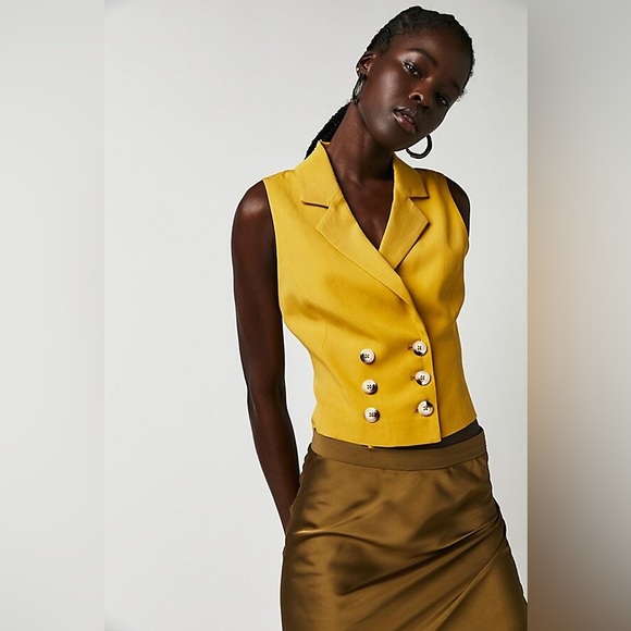 NWOT Free People Double Breasted Gabbie Vest - Picture 4 of 9